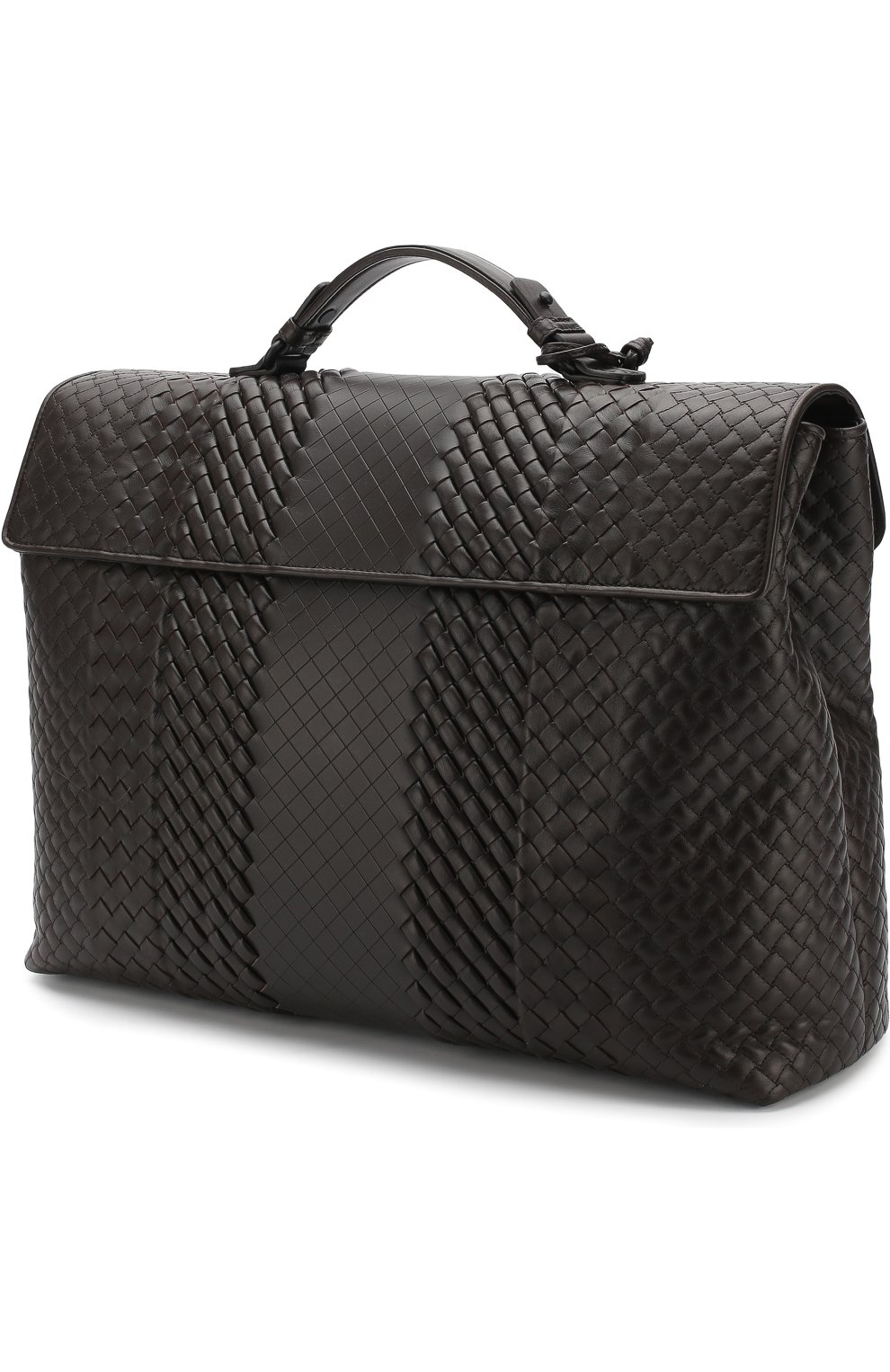 Мужской коричневый кожаный портфель с плетением imperatore Bottega Veneta, арт. 284654/VV340 купить в ЦУМ | Фото №3 Кожаный портфель с плетением Imperatore Bottega Veneta коричневый | Фото №3