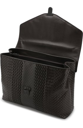 Мужской коричневый кожаный портфель с плетением imperatore Bottega Veneta, арт. 284654/VV340 купить в ЦУМ | Фото №4 Кожаный портфель с плетением Imperatore Bottega Veneta коричневый | Фото №4