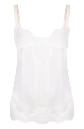 Женская шелковый топ с кружевной отделкой DOLCE & GABBANA белого цвета по цене 47150 руб., арт. 07A00T/FUADG | Фото 1 Женская шелковый топ с кружевной отделкой DOLCE & GABBANA белого цвета, арт. 07A00T/FUADG | Фото 1