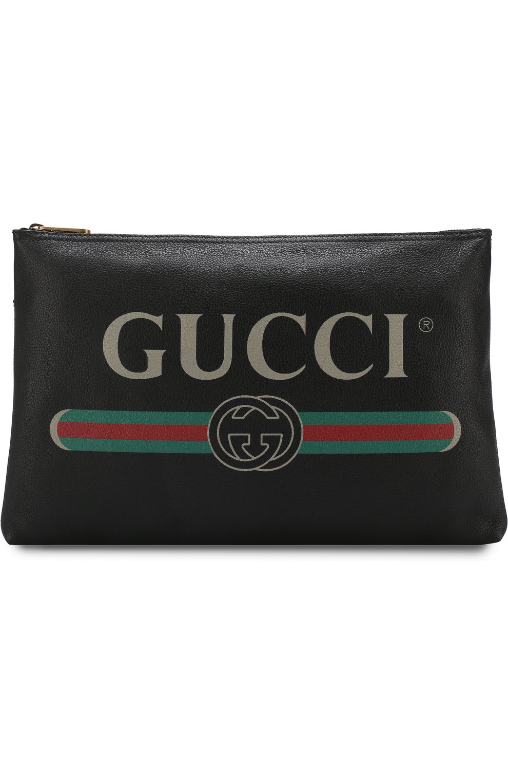 Мужская кожаная папка для документов на молнии GUCCI черного цвета, арт. 500984/0GCAT | Фото 1