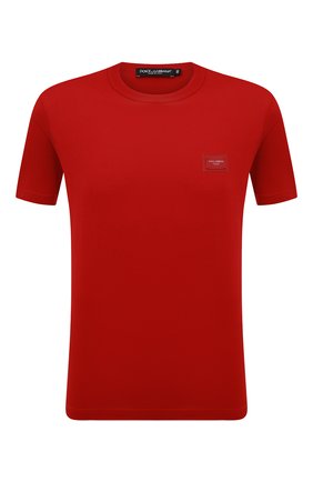 Мужская хлопковая футболка DOLCE & GABBANA красного цвета, арт. G8HL0T/G70PD | Фото 1 (Длина (для топов): Стандартные; Рукава: Короткие; Материал внешний: Хлопок; Принт: Без принта; Стили: Кэжуэл)