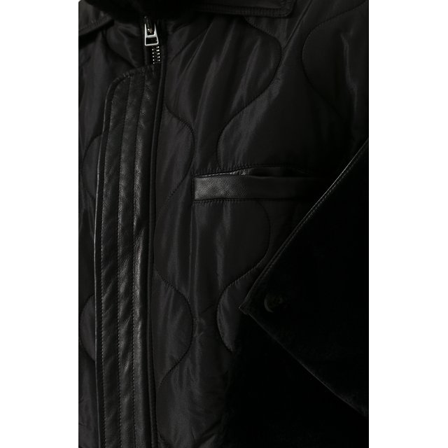 фото Однотонная куртка с воротником-стойкой и кожаной отделкой tom ford