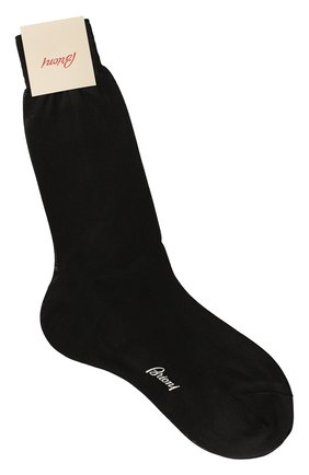 Мужские шелковые носки BRIONI черного цвета, арт. 0VMC00/07Z08 | Фото 1 (Материал внешний: Шелк; Кросс-КТ: бельё)
