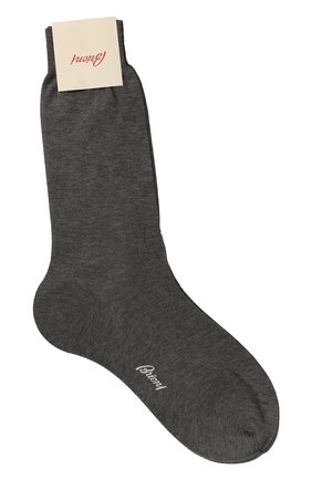 Мужские хлопковые носки BRIONI серого цвета, арт. 0VMC00/P3Z19 | Фото 1 (Материал внешний: Хлопок; Кросс-КТ: бельё)