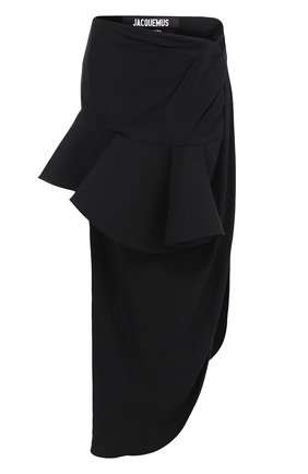 Женская черная юбка-миди с высоким разрезом и оборкой Jacquemus, арт. 182SK02 купить в ЦУМ | Фото №1 Юбка-миди с высоким разрезом и оборкой Jacquemus черная | Фото №1
