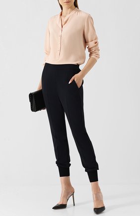 Женская шелковая блузка STELLA MCCARTNEY светло-розового цвета, арт. 531885/SY206 | Фото 2 (Длина (для топов): Стандартные; Рукава: Длинные; Статус проверки: Проверена категория; Материал внешний: Шелк; Принт: Без принта; Женское Кросс-КТ: Блуза-одежда)