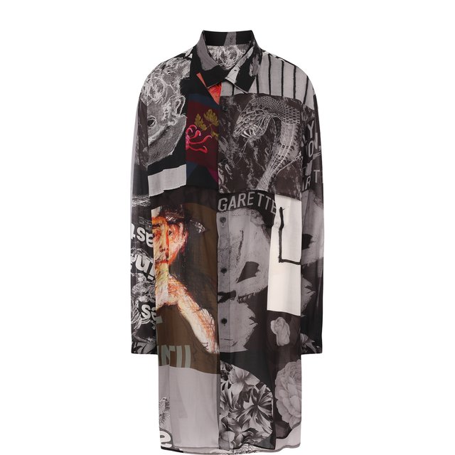 фото Удлиненная блуза свободного кроя с принтом yohji yamamoto
