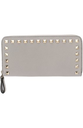 Кожаный кошелек на молнии Valentino Garavani Rockstud Valentino, светло-серого цвета, арт. QW1P0645/VSH в ЦУМ | Фото №1 Кожаный кошелек на молнии Valentino Garavani Rockstud Valentino светло-серого цвета | Фото №1