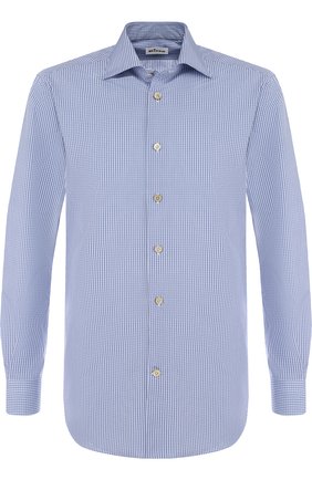 Мужская хлопковая сорочка с воротником кент KITON синего цвета по цене 61350 руб., арт. UCIH0636815005 | Фото 1 Мужская хлопковая сорочка с воротником кент KITON синего цвета, арт. UCIH0636815005 | Фото 1