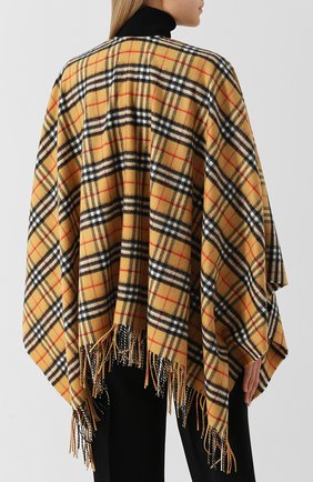 Женская желтая пончо из смеси шерсти и кашемира в клетку Burberry, арт. 4073495 купить в ЦУМ | Фото №4 Пончо из смеси шерсти и кашемира в клетку Burberry желтая | Фото №4