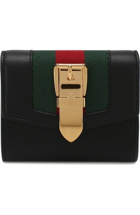 Кожаный кошелек Sylvie с клапаном Gucci, черного цвета, арт. 476081/CWLSG в ЦУМ | Фото №1 Кожаный кошелек Sylvie с клапаном Gucci черного цвета | Фото №1