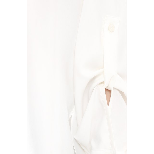 Однотонная шелковая блуза с круглым вырезом Oscar de la Renta 4129159