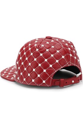 Кожаная кепка Valentino Garavani Rockstud Spike Free Valentino, красного цвета, арт. PW2H0A10/RVH в ЦУМ | Фото №2 Кожаная кепка Valentino Garavani Rockstud Spike Free Valentino красного цвета | Фото №2