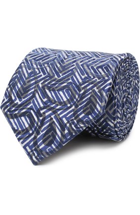 Мужской шелковый галстук с узором GIORGIO ARMANI темно-синего цвета, арт. 360054/8A800 | Фото 1 (Статус проверки: Проверено; Материал: Текстиль, Шелк; Принт: С принтом)