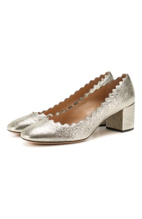 Женские кожаные туфли lauren CHLOÉ серебряного цвета по цене 42500 руб., арт. CHC17S23046 | Фото 1 Женские кожаные туфли lauren CHLOÉ серебряного цвета, арт. CHC17S23046 | Фото 1
