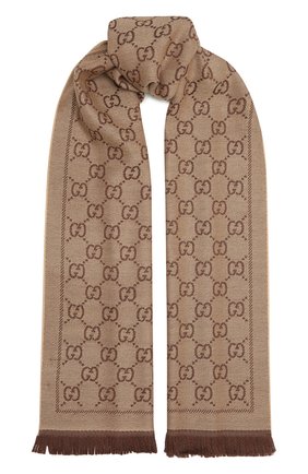 Женский шерстяной шарф GUCCI коричневого цвета по цене 27900 руб., арт. 133483/3G200 | Фото 1 Женский шерстяной шарф GUCCI коричневого цвета, арт. 133483/3G200 | Фото 1