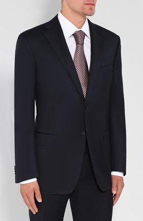 Мужской шерстяной костюм с пиджаком на двух пуговицах CORNELIANI темно-синего цвета, арт. 827315-8818150/92 Q1 | Фото 2 (Рукава: Длинные; Материал внешний: Шерсть; Костюмы М: Однобортный; Стили: Классический; Статус проверки: Проверена категория)