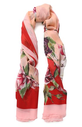 Женский коралловый шелковый шарф с цветочным принтом Dolce & Gabbana, арт. FS182A/GDJ50 купить в ЦУМ | Фото №1 Шелковый шарф с цветочным принтом Dolce & Gabbana коралловый | Фото №1