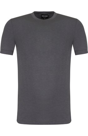 Мужская однотонная футболка из вискозы GIORGIO ARMANI серого цвета, арт. 8NST52/SJP4Z | Фото 1 (Рукава: Короткие; Длина (для топов): Стандартные; Материал внешний: Вискоза; Принт: Без принта; Стили: Кэжуэл)
