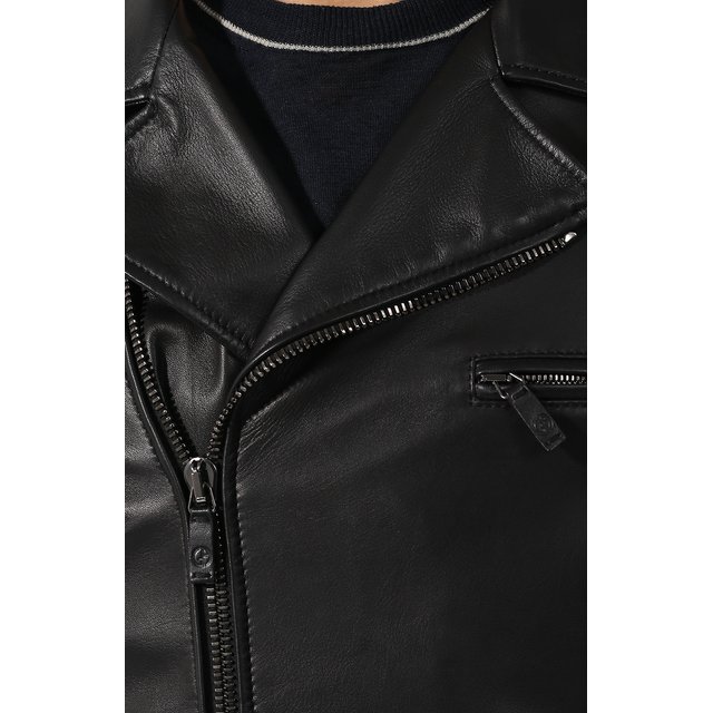 фото Кожаная куртка с косой молнией giorgio armani