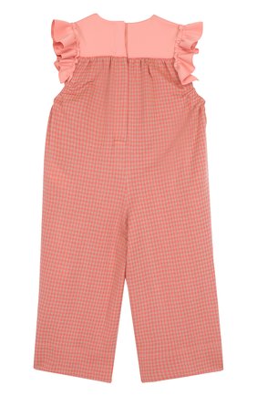 Детский укороченный хлопковый комбинезон с оборками FENDI розового цвета, арт. JFF098/A327/6A-8A | Фото 2 (Рукава: Короткие; Материал внешний: Хлопок; Девочки Кросс-КТ: Комбинезон-одежда)
