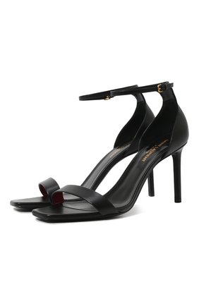 Женские кожаные босоножки amber SAINT LAURENT черного цвета по цене 43800 руб., арт. 487535/AKP00 | Фото 1 Женские кожаные босоножки amber SAINT LAURENT черного цвета, арт. 487535/AKP00 | Фото 1