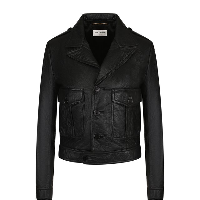 Укороченная кожаная куртка на пуговицах Yves Saint Laurent 4313217