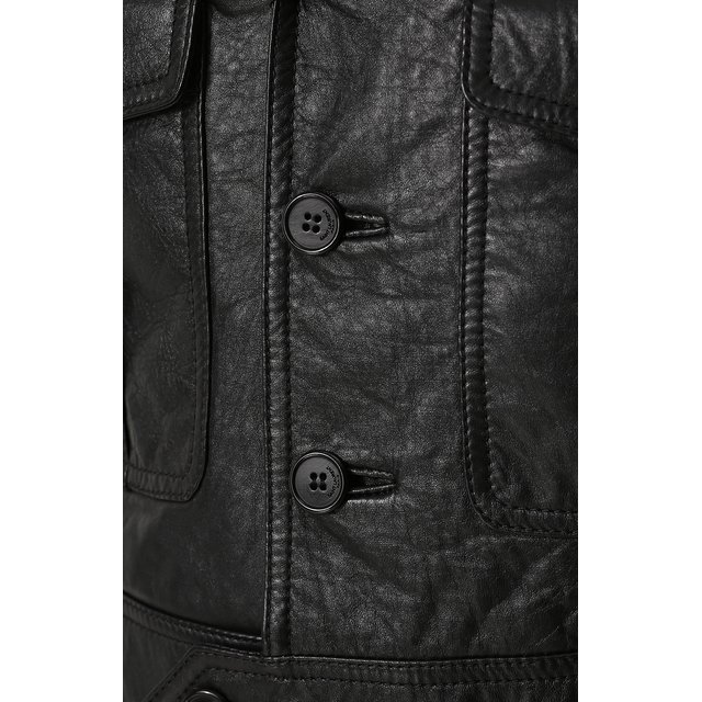 Укороченная кожаная куртка на пуговицах Yves Saint Laurent 4313217