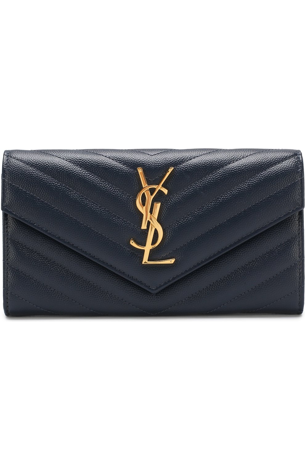 Кожаное портмоне Monogram Saint Laurent темно-синего цвета | Фото №1