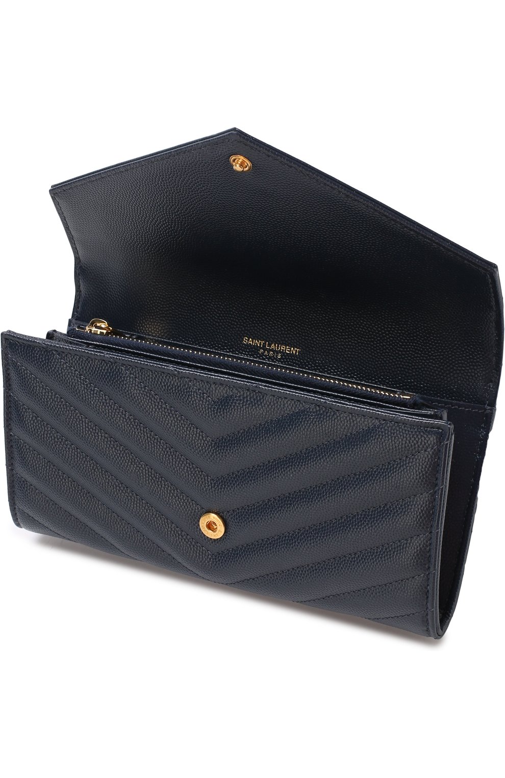 Кожаное портмоне Monogram Saint Laurent, темно-синего цвета, арт. 372264/B0W01 в ЦУМ | Фото №3 Кожаное портмоне Monogram Saint Laurent темно-синего цвета | Фото №3