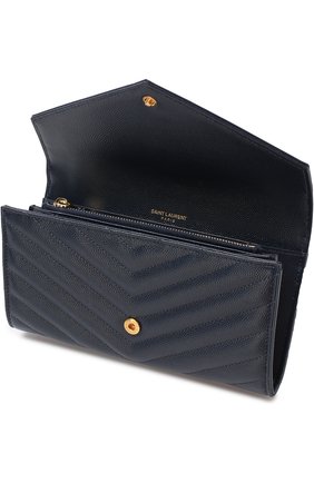 Кожаное портмоне Monogram Saint Laurent, темно-синего цвета, арт. 372264/B0W01 в ЦУМ | Фото №3 Кожаное портмоне Monogram Saint Laurent темно-синего цвета | Фото №3
