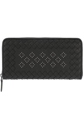 Кожаный кошелек на молнии с плетением intrecciato Bottega Veneta, черного цвета, арт. 506685/VBJU2 в ЦУМ | Фото №1 Кожаный кошелек на молнии с плетением intrecciato Bottega Veneta черного цвета | Фото №1
