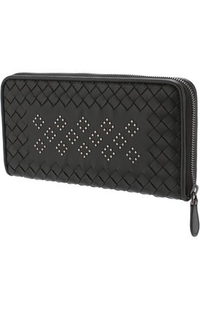 Кожаный кошелек на молнии с плетением intrecciato Bottega Veneta, черного цвета, арт. 506685/VBJU2 в ЦУМ | Фото №2 Кожаный кошелек на молнии с плетением intrecciato Bottega Veneta черного цвета | Фото №2