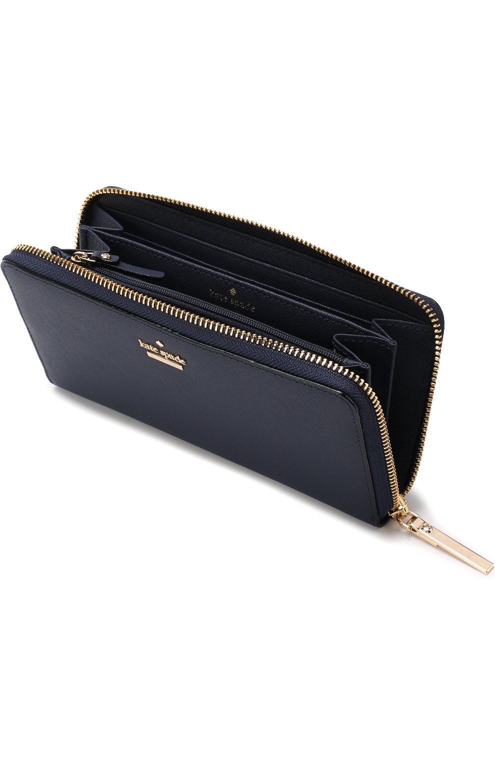 Кожаный кошелек на молнии с логотипом бренда Kate Spade New York, синего цвета, арт. PWRU5073B в ЦУМ | Фото №3 Кожаный кошелек на молнии с логотипом бренда Kate Spade New York синего цвета | Фото №3