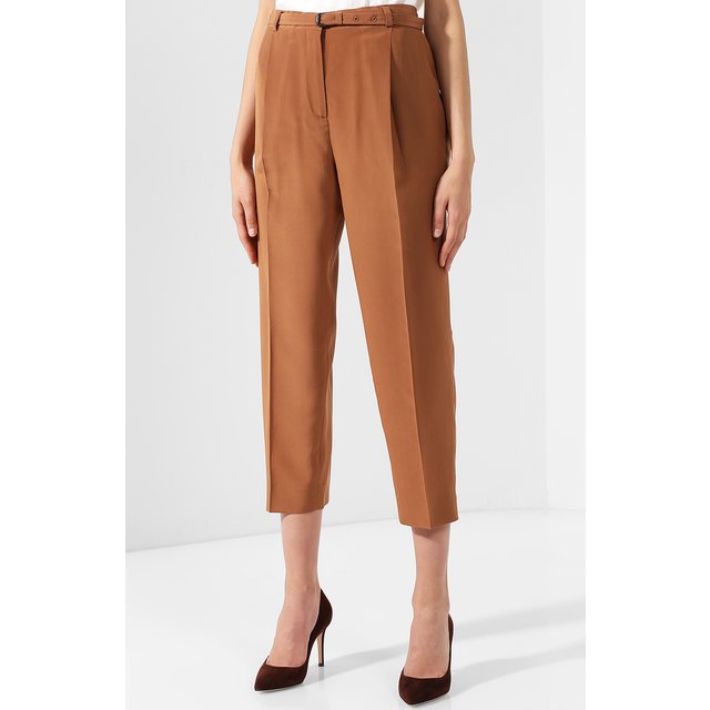 фото Укороченные шелковые брюки с поясом bottega veneta