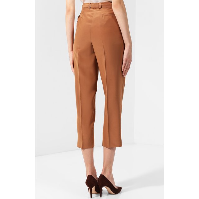 фото Укороченные шелковые брюки с поясом bottega veneta