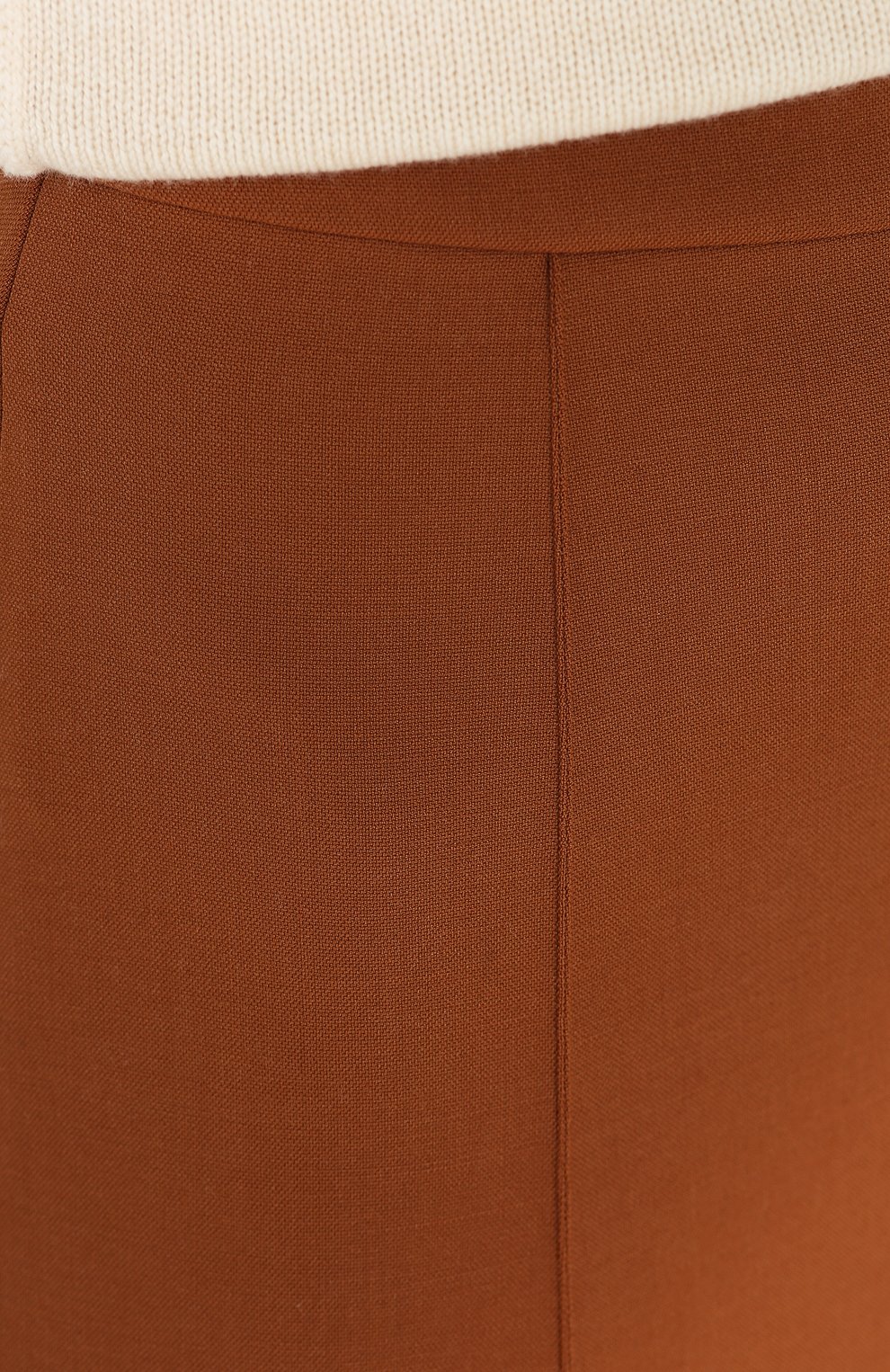 Женская однотонная юбка-миди из шерсти CHLOÉ светло-коричневого цвета, арт. CHC18AJU25062 | Фото 5 (Материал внешний: Шерсть; Длина Ж (юбки, платья, шорты): Миди; Статус проверки: Проверено, Проверена категория)