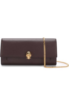Кожаный кошелек с черепом на цепочке Alexander McQueen, бордового цвета, арт. 414659/BPT0G в ЦУМ | Фото №4 Кожаный кошелек с черепом на цепочке Alexander McQueen бордового цвета | Фото №4