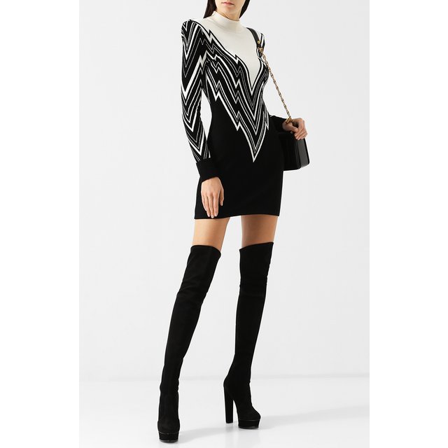 фото Замшевые ботфорты flora на устойчивом каблуке и платформе casadei