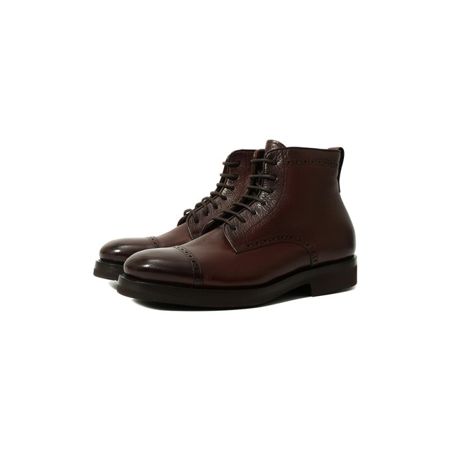 фото Высокие кожаные ботинки на шнуровке с молнией и с внутренней меховой отделкой h`d`s`n baracco