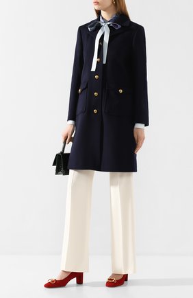 Женское шерстяное пальто GUCCI темно-синего цвета по цене 165000 руб., арт. 494500/ZHW03 | Фото 2 Женское шерстяное пальто GUCCI темно-синего цвета, арт. 494500/ZHW03 | Фото 2