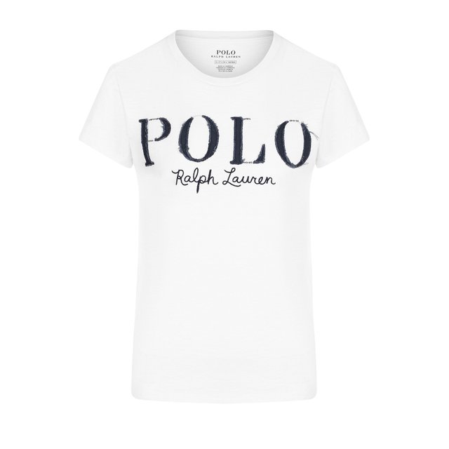 Хлопковая футболка с круглым вырезом и логотипом бренда Polo Ralph Lauren 4447407