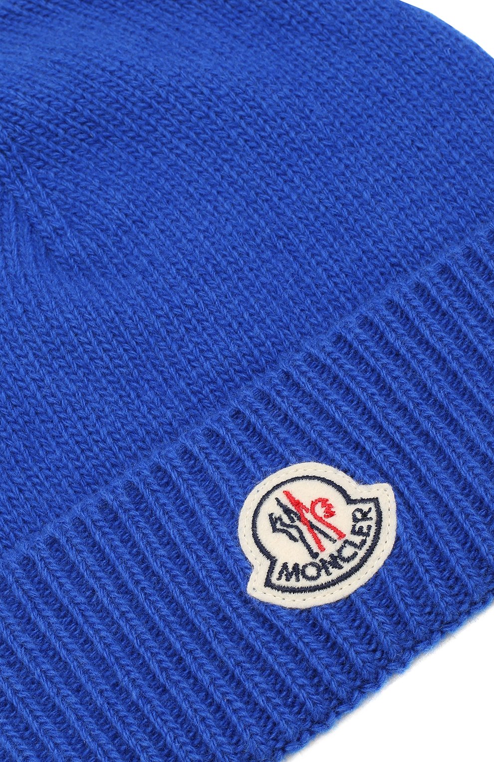 Мужская шерстяная шапка с логотипом бренда MONCLER синего цвета, арт. D2-091-00294-00-09912 | Фото 3 (Материал: Текстиль, Шерсть; Кросс-КТ: Трикотаж)