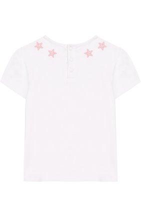 Детский хлопковая футболка с аппликациями GIVENCHY белого цвета, арт. H05040/9M-18M | Фото 2 (Рукава: Короткие; Материал внешний: Хлопок; Статус проверки: Проверено, Проверена категория)