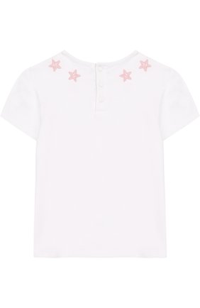 Детский хлопковая футболка с аппликациями GIVENCHY белого цвета по цене 11650 руб., арт. H05040/9M-18M | Фото 2 Детский хлопковая футболка с аппликациями GIVENCHY белого цвета, арт. H05040/9M-18M | Фото 2 (Рукава: Короткие; Материал внешний: Хлопок; Статус проверки: Проверено, Проверена категория)