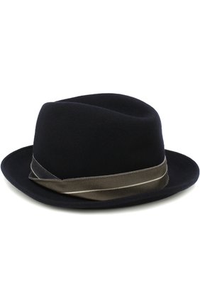 Мужская шерстяная шляпа GIORGIO ARMANI темно-синего цвета, арт. 747342/8A504 | Фото 1 (Материал: Шерсть, Текстиль)