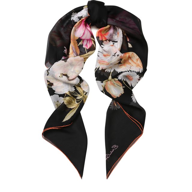 Шелковый платок с цветочным принтом Emilio Conte 4708850
