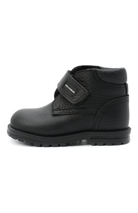 Детские кожаные ботинки DOLCE & GABBANA черного цвета, арт. DL0023/AU492/19-28 | Фото 2 (Статус проверки: Проверена категория; Материал утеплителя: Натуральный мех; Материал внешний: Кожа)