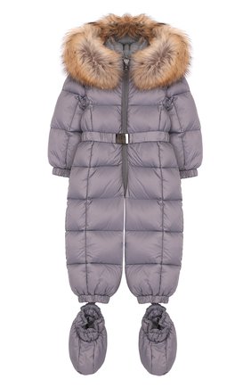 Детский комплект из пухового комбинезона и пинеток MONCLER ENFANT серого цвета по цене 44000 руб., арт. D2-951-14355-25-53079/3M-18M | Фото 1 Детский комплект из пухового комбинезона и пинеток MONCLER ENFANT серого цвета, арт. D2-951-14355-25-53079/3M-18M | Фото 1