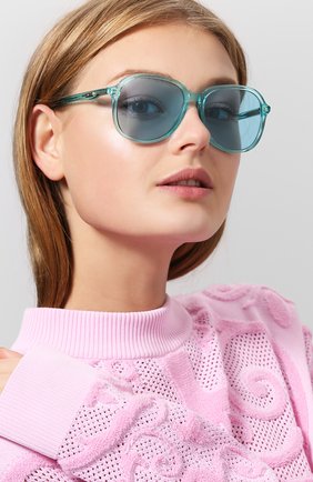 Женские солнцезащитные очки GUCCI голубого цвета по цене 19950 руб., арт. GG0259 001 | Фото 2 Женские солнцезащитные очки GUCCI голубого цвета, арт. GG0259 001 | Фото 2